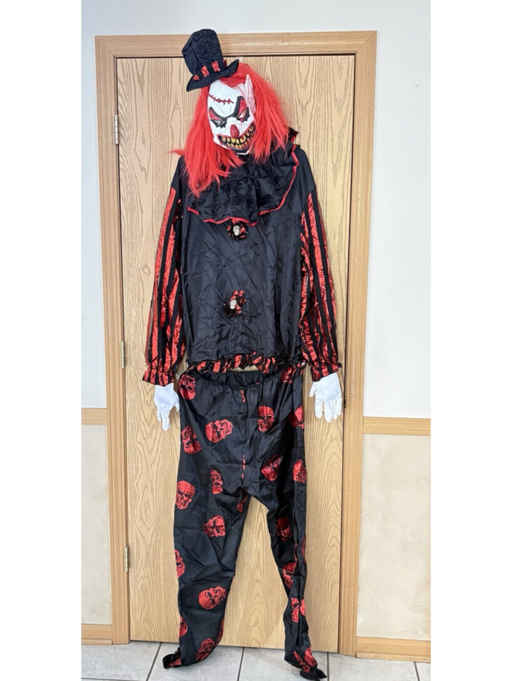 Men's Carver the Killer Clown Adult Halloween Costume Mask Hat Top Pants Gloves